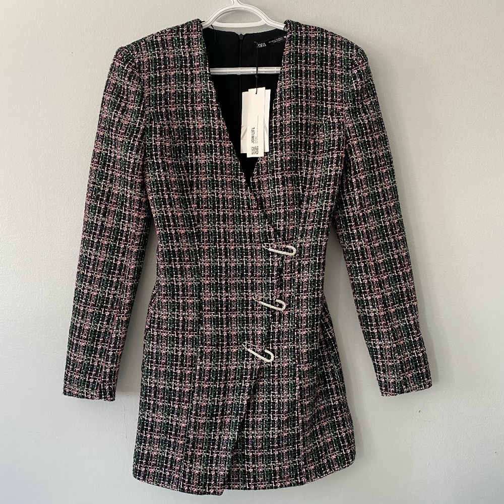ZARA tweed blazer dress with pins- BNWT